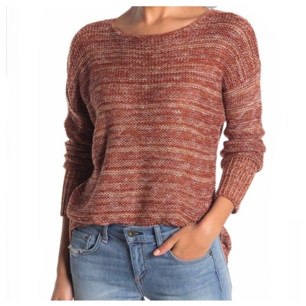 Susina Soft Knit Marled Brown Orange Sweater Size Small